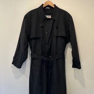 80s Vintage B.Teller of Vienna Men's Lined Cotton Trench Coat - Black - 42R